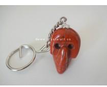 RED JASPER AGATE CARVED SKULL KEYCHAIN