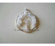SILVER TREE OF LIFE WHITE AGATE PENDANTS