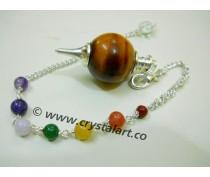 TIGER EYE BALL PENDULUM WITH CHAKRA CHAIN