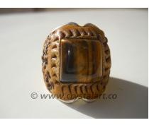 TIGER EYE TIBETAN FINGER RING, Size : Free Size