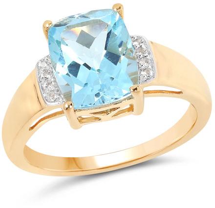 Genuine Blue Topaz and White Topaz Sterling Silver Ring