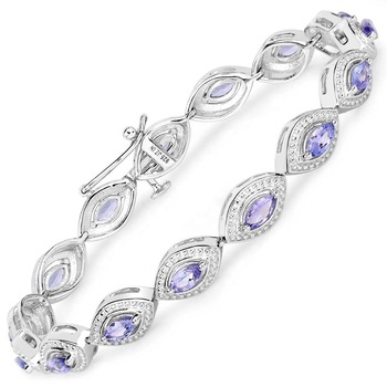 Silver Rhodium Plated Tanzanite Bracelet, Occasion : Anniversary, Engagement, Gift, Party, Wedding