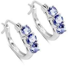 Sterling Silver Rhodium Plated Tanzanite Earrings