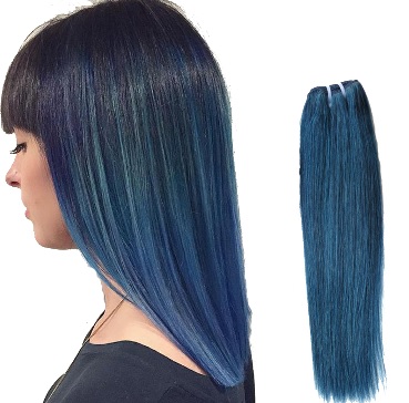 Virgin Remy Weft Blue Hair Extension