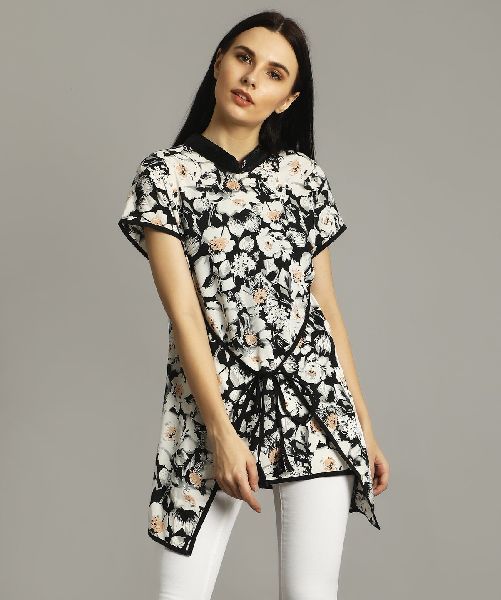 Black Floral Overlay Tunic