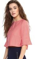 Light Pink Back Cut out Boxy Crepe Top