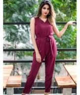 Maroon Waist Tie Jumpsuit
