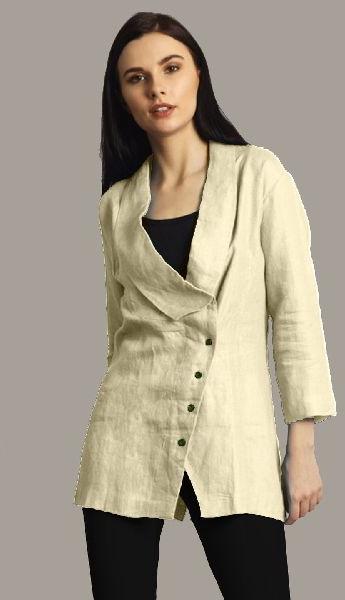 Off White Linen Jacket Style Tunic