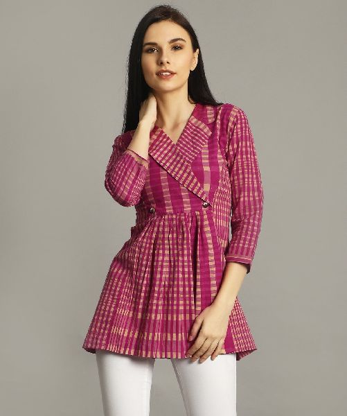 Pink Checkered Wrap Handloom Tunic
