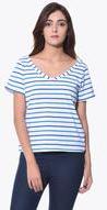 Striped Blue V Neck T-shirt
