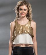Uptownie X Pearl-Solid Gold Sequins Top