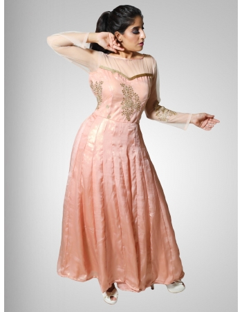 Peach Gown For Ladies For Party Wear