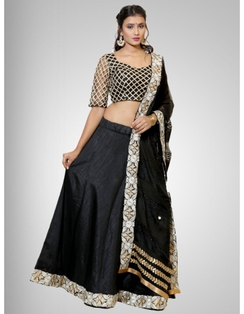 silk Embroidered Black Party Wear Lehenga