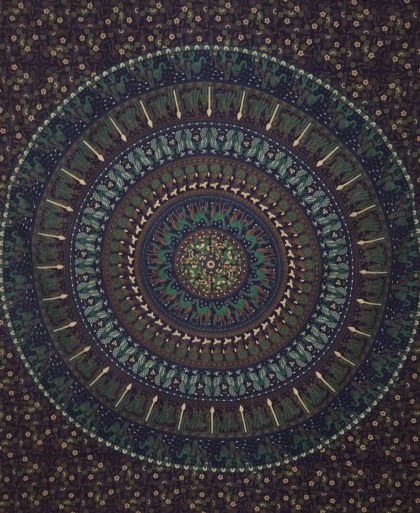 GRAY COTTON INDIAN MANDALA TAPESTRY QUEEN SIZE COTTON BEDDING DOUBLE BEDSPREAD