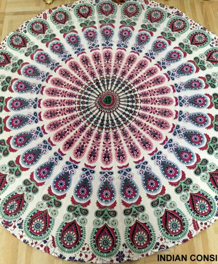 NEW PEACOCK WALL ROUNDIE HIPPIE THROW TAPESTRY