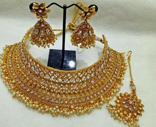 Designer Imitation Necklace, Color : Golden