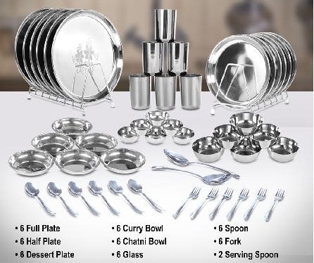 Round 50 Pcs Designer Dinner Set, for Home Use, Feature : Durable, Dust Proof, Heat Resistant