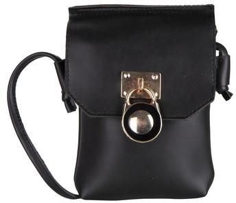 BLACK PU LEATHER CROSS BODY BAG