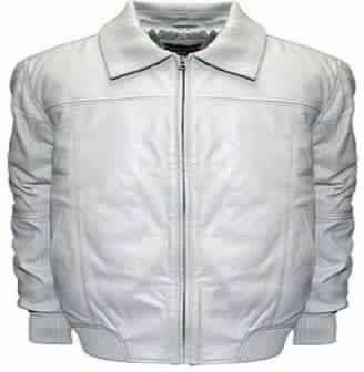 FRANCHISE CLUB HOME BASE CLASSIC FIT LEATHER BOMBER JACKET WHITE