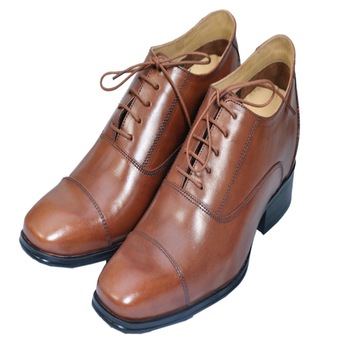 Heighto Pu Genuine Leather semi formal elevator shoe, Color : Brown