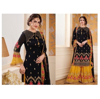 Fabtex India Georgette Sharara Design Suit, Color : Multicolour