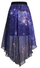 Purple Galaxy Print High Waist Skirt, Technics : Printed
