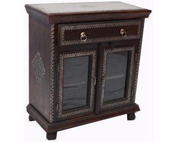 DRAWER IRON WORK SIDEBOARD WITH GLASS DOOR