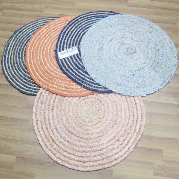Colorful Decorative Cotton Round, Round Braided Cotton Placemats