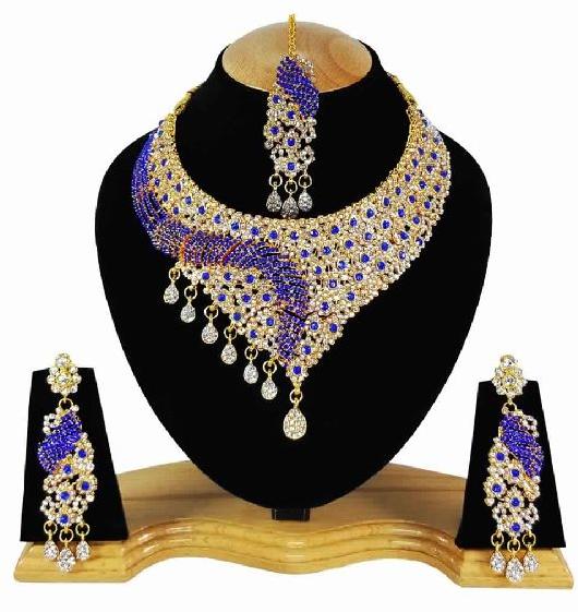 Gold Plated Ethnic Zerconic Wedding Necklace Set
