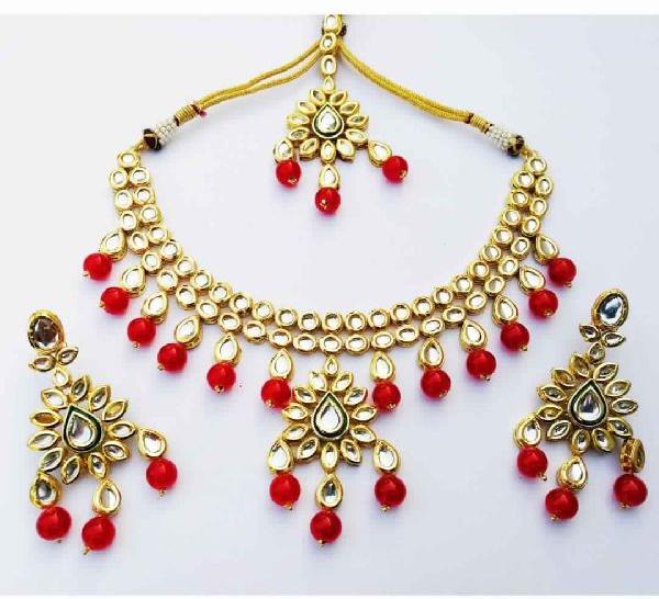 Gold Plated Meena Kundan Designer Handmade Necklace set
