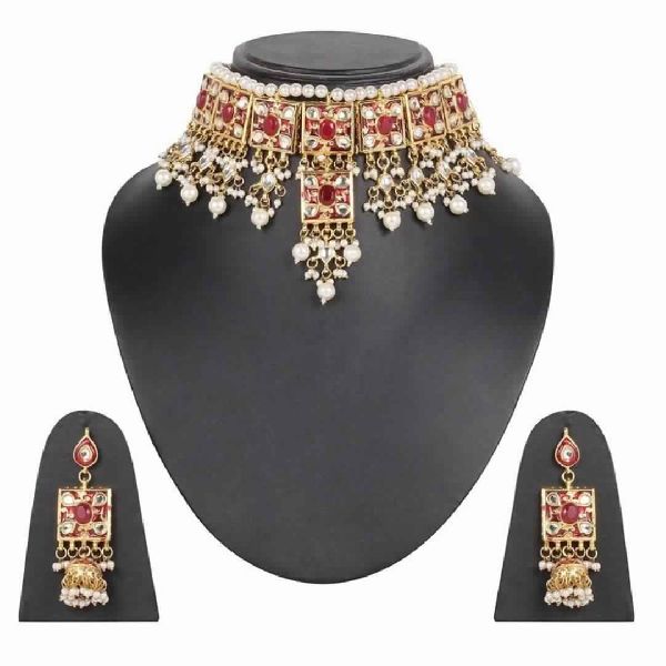 Kundan Beautiful Pearls Design Gold Plated Wedding Style Handmade Necklace Jewelry set
