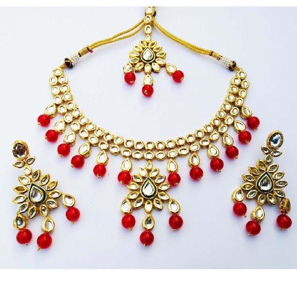Meena Kundan Wedding Designer Handmade Necklace Jewelry set