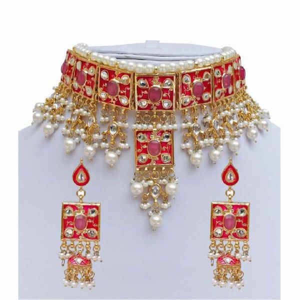 Pearls Design Gold Plated Wedding Style Handmade Necklace