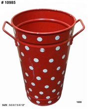 Galvanized planter polka dots