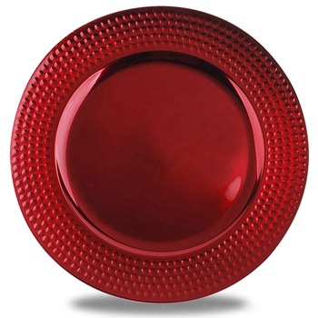 Hammered Round decorative red charger plate