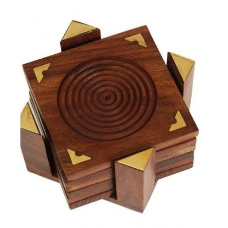 Carved wood drink squares