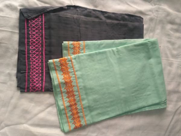 Embroidered Bordered Khadi Scarves, Technics : Woven