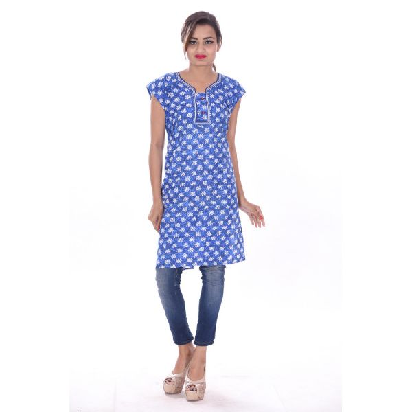 100% Cotton hand block printed kurtis, Feature : Breathable, Eco-Friendly