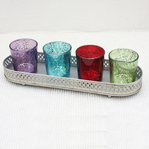VOTIVES WITH SILVER TRAY