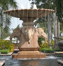 Pure Sandstone Elephant designed fountain, for Garden Decoration