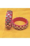 Pink silk thread kundan work bangle