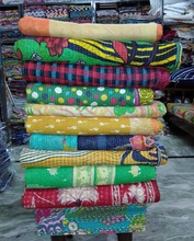 Cotton Reversible Vintage Kantha Quilt, Technics : Patchwork