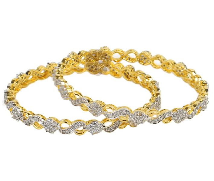 Gold and Diamond Pair of Bangles