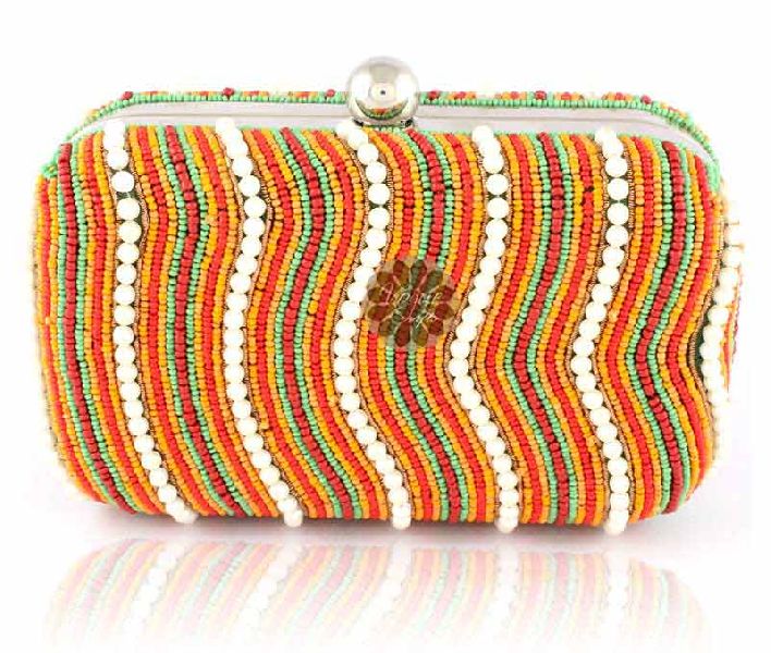 Magnetic Closure Beaded Clutch