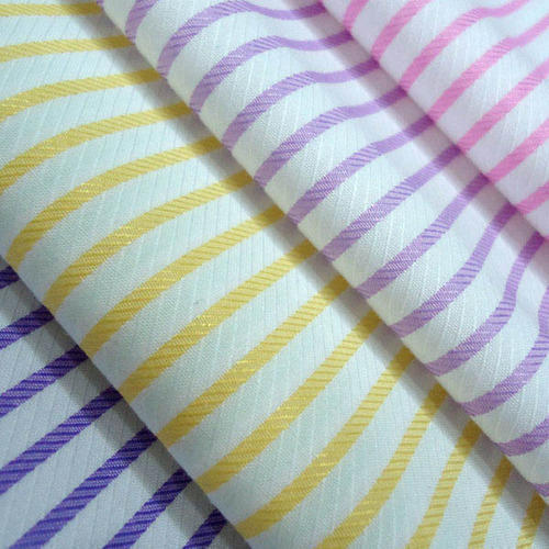 Polyester Spun Shirting Fabric, for Garment, Pattern : Striped