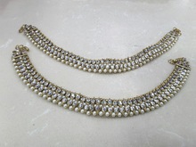 Alloy Rhinestone Metal Anklets, Main Stone : Crystal