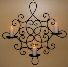 Wall Mounted Candle Sconce, Color : Black