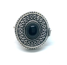 Silver Plated Poison Ring, Main Stone : Onyx