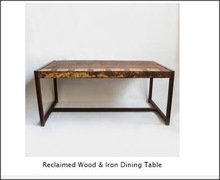 Reclaimed Wood and Iron Dining Table