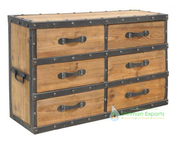 Solid Wood Industrial Chest of Drawers Cabinet Living Room Furnitur